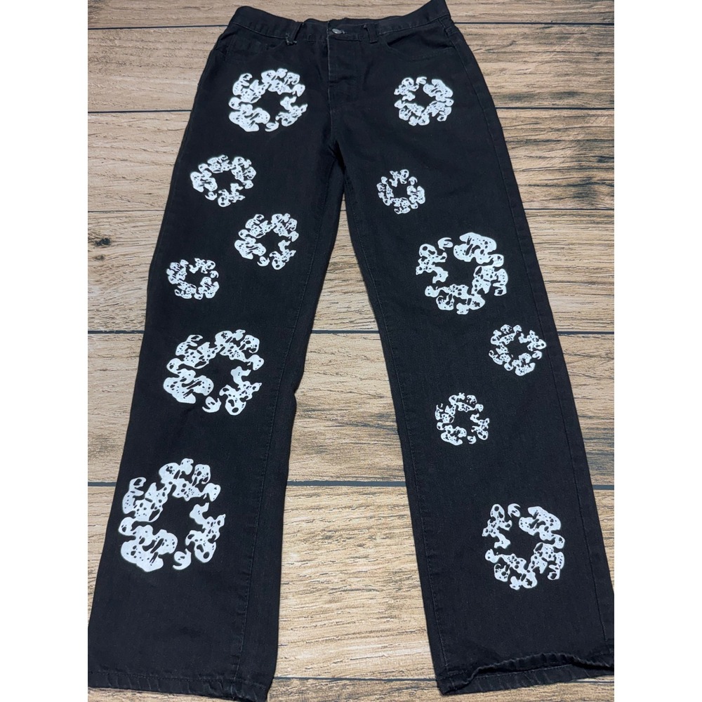 Giant Tee Jays Jeans Men L Black Graphic Pants Heavyweight Denim Streetwear USA
